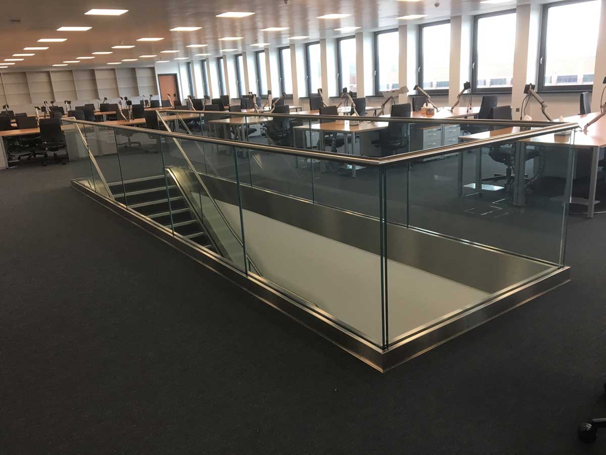 Handrail with glazed barrier