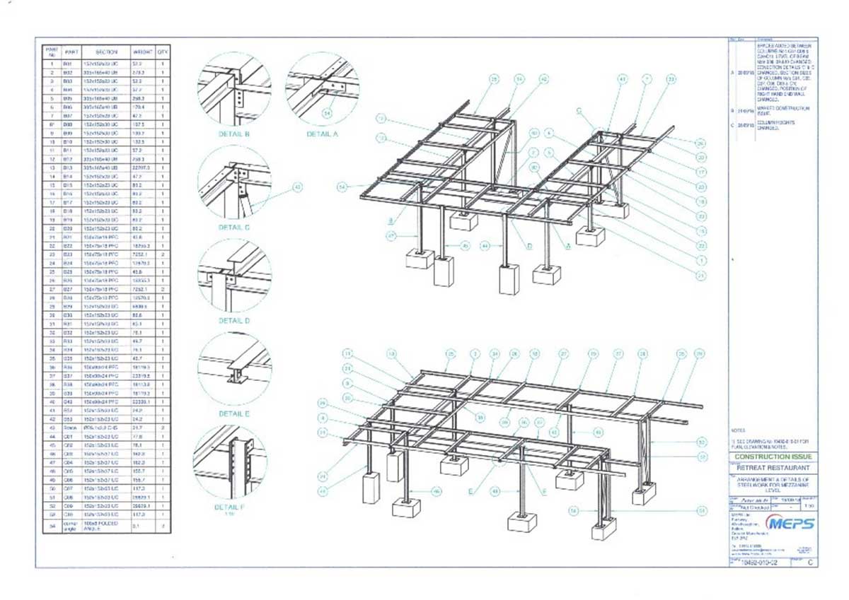 CAD drawing for mezzanine floor steel frame