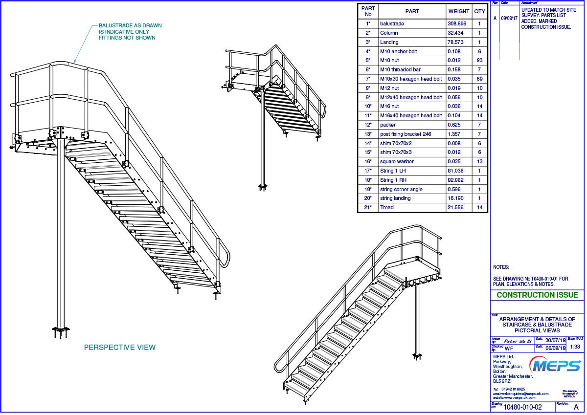 CAD drawing for steel staircase