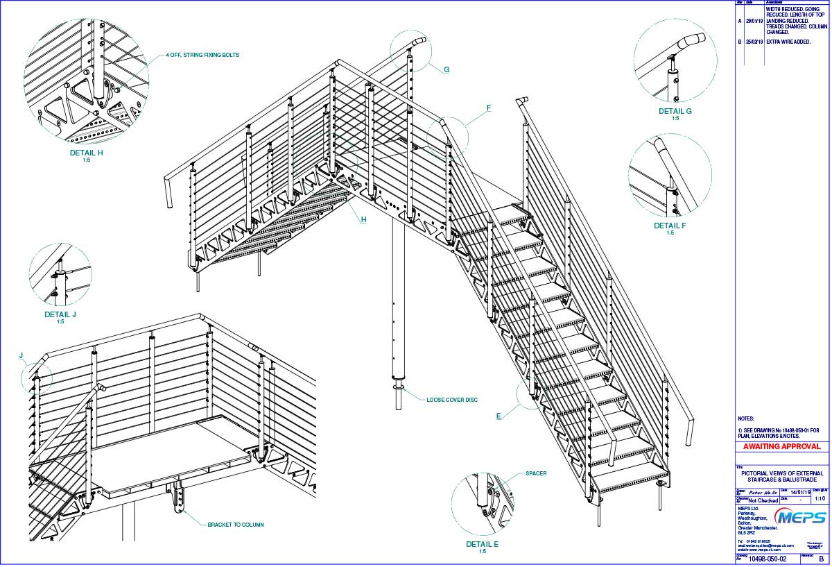 CAD drawing for steel staircase