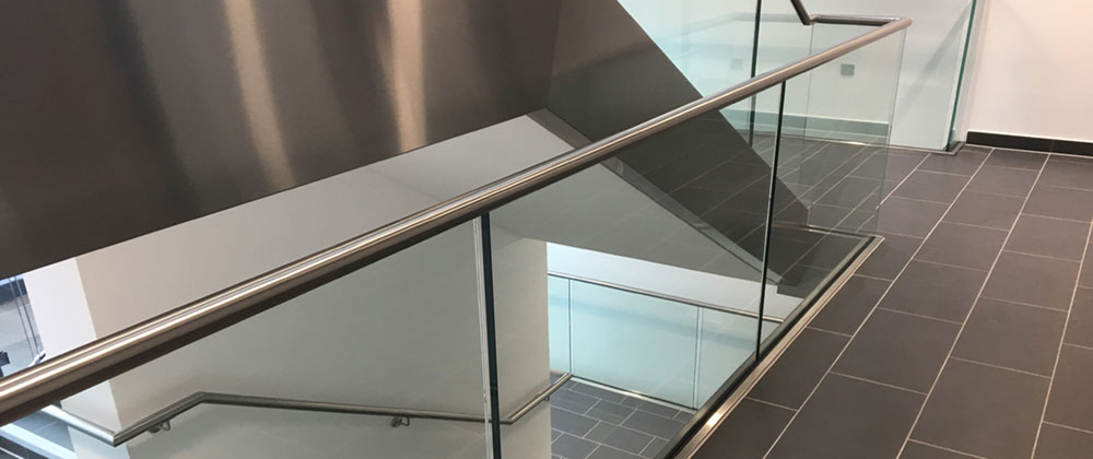 Handrail with glazed panels